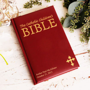 Personalized Laser Engraved Catholic Children's Bible Maroon